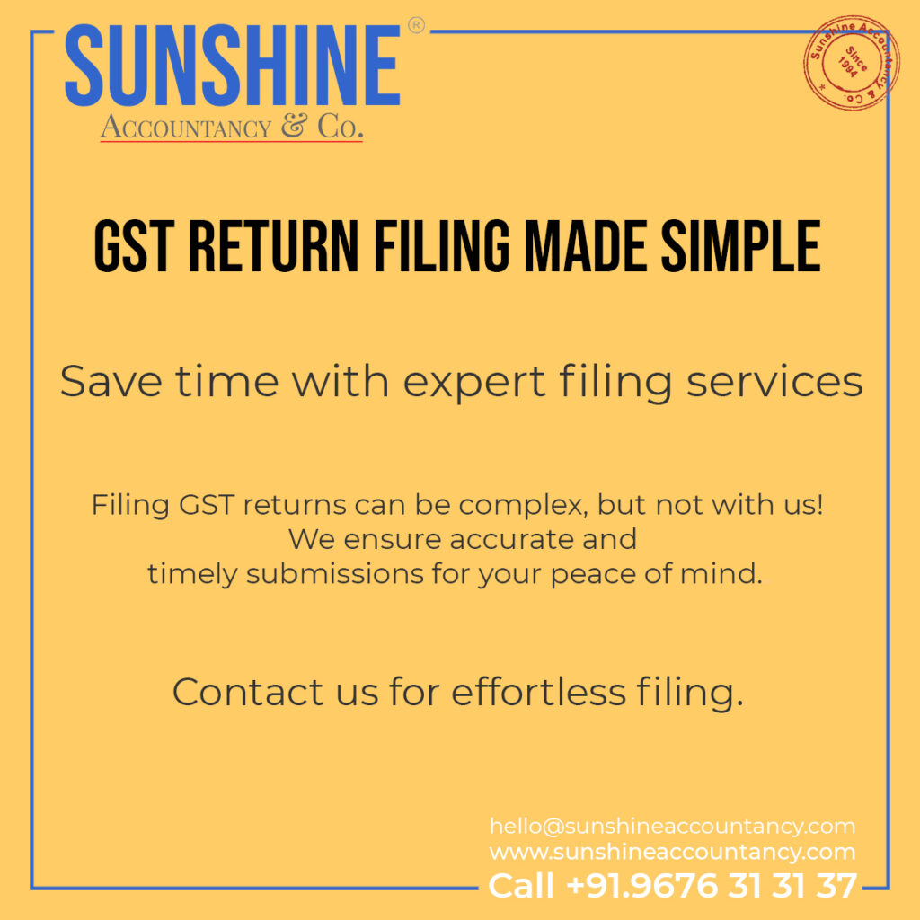 GST Returns, GST Pending Returns by Sunshine Accountancy & Co