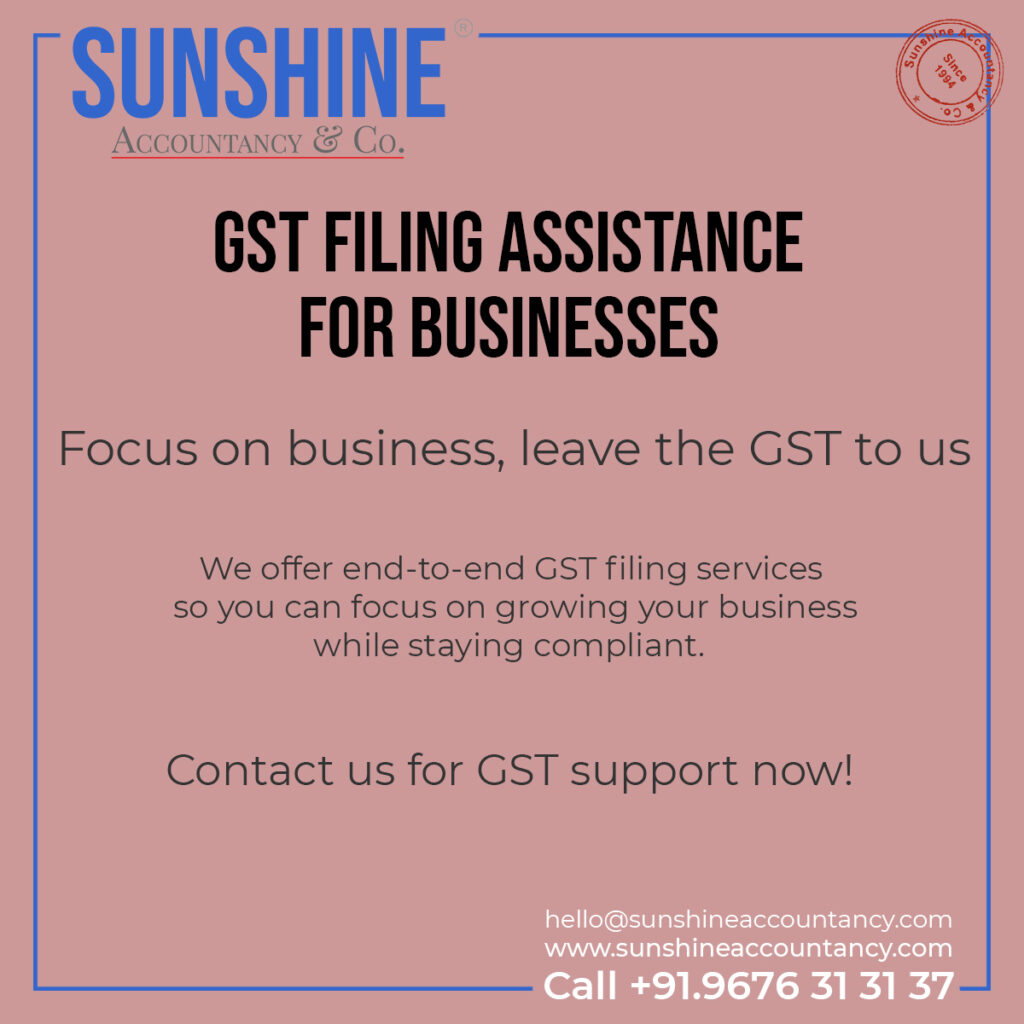 GST Return Filings, GST Pending Returns by Sunshine Accountancy & Co