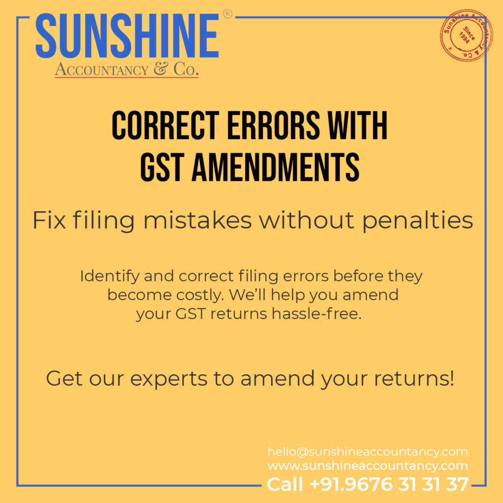 GST Registration, GST Returns, GST Pending Returns, GST Reconciliation by Sunshine Accountancy & Co